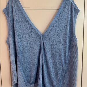 POL Blue Textured Tank Top